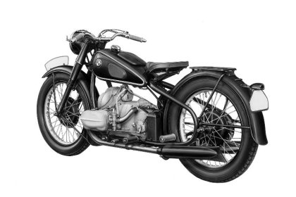 BMW R5 de 1936, deportiva bóxer de 500 cc con depósito negro