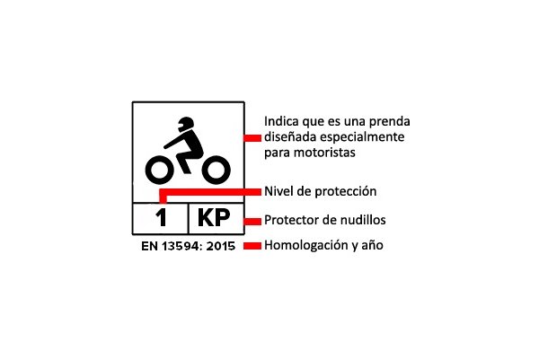 Etiqueta interior de un guante de moto con la norma EN 13594